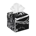 thumbnail image 1 of Lsque Gothic Skull Floral Art Printed Tissue Box Cover Holder, Facial Paper Organizer Dispenser,Square with Bottom Belt, PVC Leather Decorative Organizer, 1 of 8