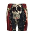 thumbnail image 1 of Lsque Gothic Skull With Roses Mens Sleep Pajama Shorts,Short Pajama Pants, Cotton Ultra-Soft Knit-Medium, 1 of 9