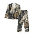 thumbnail image 1 of Lsque Graceful Snow Leopard Pattern Long Sleeve Pajama Set for Women - Soft 2-Piece Sleepwear and Loungewear Set with Pockets, Comfy Nightwear-X-Large, 1 of 7