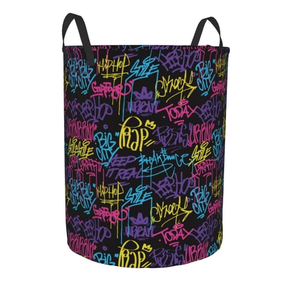 Lsque Graffiti Art pattern Laundry Hamper Basket, Tall Woven Rope Hamper Basket for Clothes, Lightweight Storage Basket, Collapsible Waterproof-Small