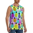 thumbnail image 1 of Lsque Graffiti Pineapples Print Men's Cotton Blend Sleeveless Muscle Shirts (S-3XL)- Moisture Wicking, Odor Protection, UPF 30+,XX-Large, 1 of 8