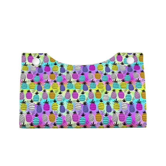 Lsque Graffiti Pineapples Printed Long Tissue Box Cover Holder, Facial Paper Organizer Dispenser,Triangle with Bottom Belt, PVC Leather Decorative Organizer