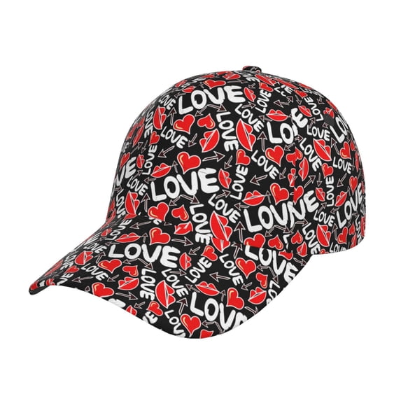 Lsque Graffiti Valentine Day Pattern Baseball Cap Trucker Low Profile Hat Golf Dad Hat Adjustable Original Classic Unconstructed Plain Cap Men Women