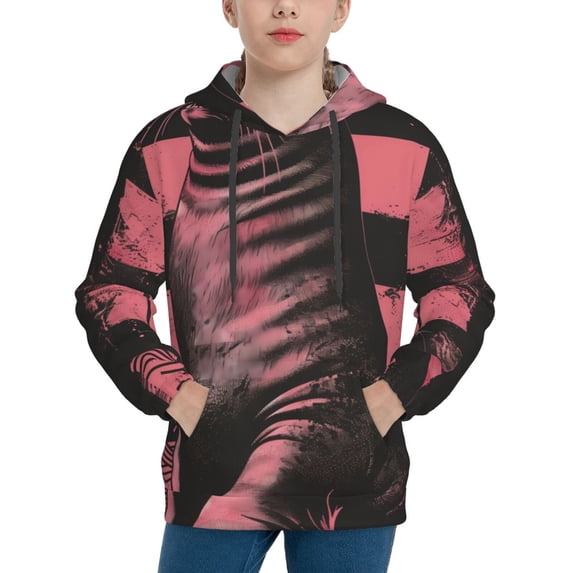 Lsque Graphic Seal On Stripes Patten Youth Hoodie Sweatshirt Pullover with Kangaroo Pocket Boys and Girls Hoodie Warm Hoodie for Kids-Medium