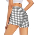 thumbnail image 1 of Lsque Gray Checkboard Printed Women's Running Shorts with Liner Pockets,Elastic Quick Dry Workout Athletic Gym Yoga Shorts,Womens High Waist Shorts-Small, 1 of 9