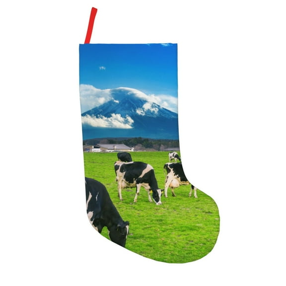 Lsque Grazing Cows Mountain View Pattern 18 Inch Christmas Stockings, Festive Holiday Stocking for Christmas Decorations Holiday Decor