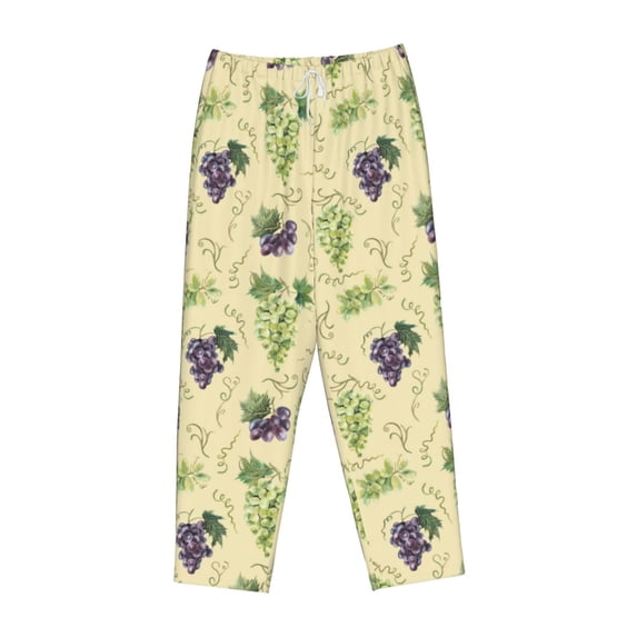 Lsque Green And Purple Grapes Print Women's Pajama Pants, Lounge Pant - Comfortable Home Wear,Elastic Waistband, Stylish Design-X-Large