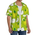 thumbnail image 1 of Lsque Green Apple print Men's Cuban Collar Short Sleeve Shirt Summer Beachwear Casual Button Down Fashionable Vacation Leisure Shirt-X-Large, 1 of 7
