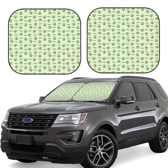 Lsque Green Avocado 2 PCS Windshield Sun Shade | CarFoldable Window Covers | Car Accessories Reflect UV for Universal Cars SUV Truck | Large