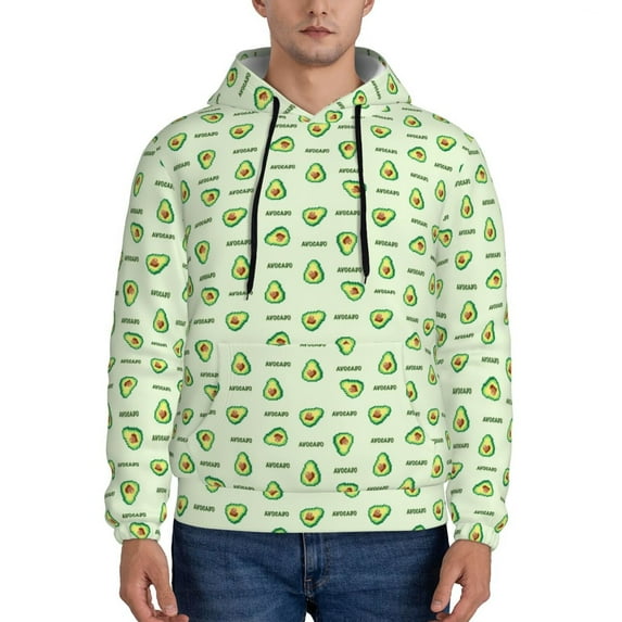 Lsque Green Avocado Pattern Casual Men's Hoodie,Hooded Sweatshirt with Kangaroo Pocket,Pullover Hoodie-Medium