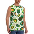 thumbnail image 1 of Lsque Green Avocado Print Men's Cotton Blend Sleeveless Muscle Shirts (S-3XL)- Moisture Wicking, Odor Protection, UPF 30+,X-Large, 1 of 8