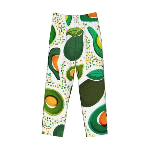 Lsque Green Avocado Print Men's Pajama Pants, Lounge Pant - Comfortable Home Wear,Elastic Waistband, Stylish Design-XX-Large