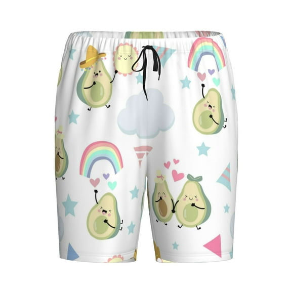 Lsque Green Blue Avocado Mens Sleep Pajama Shorts,Short Pajama Pants, Cotton Ultra-Soft Knit-Medium