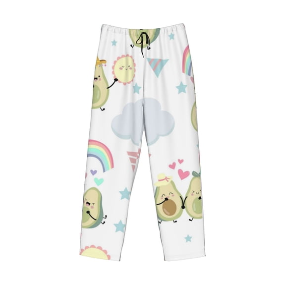 Lsque Green Blue Avocado Print Men's Pajama Pants, Lounge Pant - Comfortable Home Wear,Elastic Waistband, Stylish Design-XX-Large