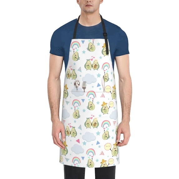Lsque Green Blue Avocado Waterproof Apron Chef Aprons for Men Heavy Duty Chemical Work Apron Extra Long Grilling Aprons with Adjustable Bib Apron