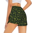 thumbnail image 1 of Lsque Green Branch Olive Printed Women's Running Shorts with Liner Pockets,Elastic Quick Dry Workout Athletic Gym Yoga Shorts,Womens High Waist Shorts-Large, 1 of 9