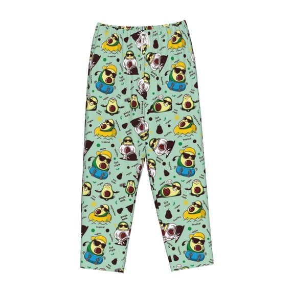 Lsque Green Cute Avocado Print Women's Pajama Pants, Lounge Pant - Comfortable Home Wear,Elastic Waistband, Stylish Design-Medium