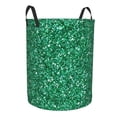 thumbnail image 1 of Lsque Green Glitter pattern Laundry Hamper Basket, Tall Woven Rope Hamper Basket for Clothes, Lightweight Storage Basket, Collapsible Waterproof-Small, 1 of 8