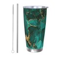 thumbnail image 1 of Lsque Green Gold Glitter Pattern 20oz Car Cup with Lid and Straw, Insulated Coffee Cup with Straw Topper, Spill Proof Travel Coffee Mug, Stainless Steel Tumble-Straw Two-piece Set, 1 of 8