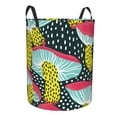 thumbnail image 1 of Lsque Green Mushroom pattern Laundry Hamper Basket, Tall Woven Rope Hamper Basket for Clothes, Lightweight Storage Basket, Collapsible Waterproof-Small, 1 of 8