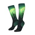 thumbnail image 1 of Lsque Green Night Sky Moon Branches Printed Crew Socks Men's Women's LightWeight Thin Casual Calf Socks ,Knee High Socks,Cotton Socks, 1 of 9