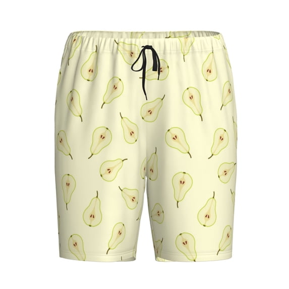 Lsque Green Pears Mens Sleep Pajama Shorts,Short Pajama Pants, Cotton Ultra-Soft Knit-Small