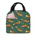thumbnail image 1 of Lsque Green Plants with Fox Pattern Lunch Bag Women/Men Insulated Lunch Box,Small Leakproof Cooler Food Lunch Containers Reusable High Capacity Lunch Tote Bags, 1 of 6