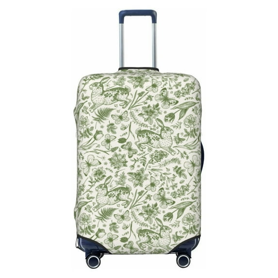Lsque Green Rabbit Printed Luggage Cover, Travel Luggage Protector,Scratch and Dirt Resistant, Fits 18-32 Inch Luggage - X-Large