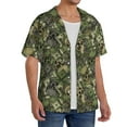 thumbnail image 1 of Lsque Green Skulls print Men's Cuban Collar Short Sleeve Shirt Summer Beachwear Casual Button Down Fashionable Vacation Leisure Shirt-XX-Large, 1 of 7