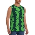 thumbnail image 1 of Lsque Green Stripes Of Watermelon Print Men's Cotton Blend Sleeveless Muscle Shirts (S-3XL)- Moisture Wicking, Odor Protection, UPF 30+,Small, 1 of 8