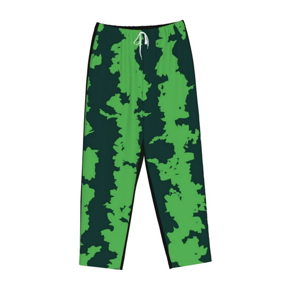 Lsque Green Stripes Of Watermelon Print Women's Pajama Pants, Lounge Pant - Comfortable Home Wear,Elastic Waistband, Stylish Design-X-Large