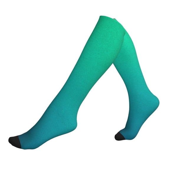 Lsque Green Turquoise Teal Pattern Sport Compression Socks for Men & Women 15-20 mmHg Knee High Nurse Pregnant Running Medical and Travel Athletic