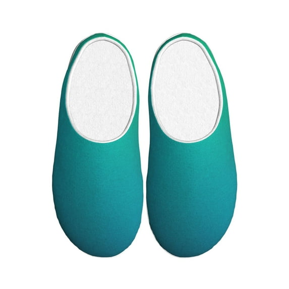 Lsque Green Turquoise Teal Pattern Womens Comfort Cotton on Scuff With Memory Foam and Anti-skid Sole Slipper-35/36