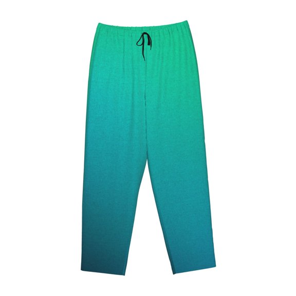 Lsque Green Turquoise Teal Print Women's Pajama Pants, Lounge Pant - Comfortable Home Wear,Elastic Waistband, Stylish Design-Large