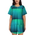 thumbnail image 1 of Lsque Green Turquoise Teal Women's Short-Sleeved Pajama Set - 2 Piece Soft and Lightweight Sleepwear Set-3X-Large, 1 of 9