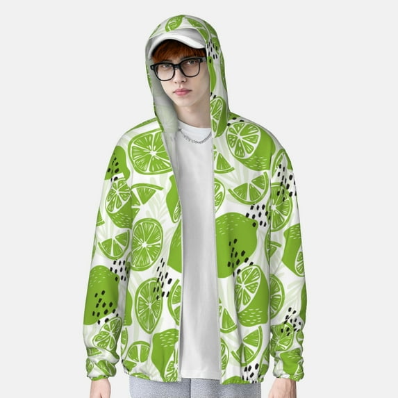 Lsque Green Various Lemons UPF 50+ Lightweight Sun Protection Men's Women's Long Sleeve Shirt, Hoodie Performance -Medium