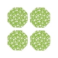 thumbnail image 1 of Lsque Green White Flowers Pattern 4" Drink Coasters Set of 4, PVC Leather Absorbent Coasters, Table Coaster Set Decorative Coffee Cup Coasters Housewarming Gift -Octagon, 1 of 6
