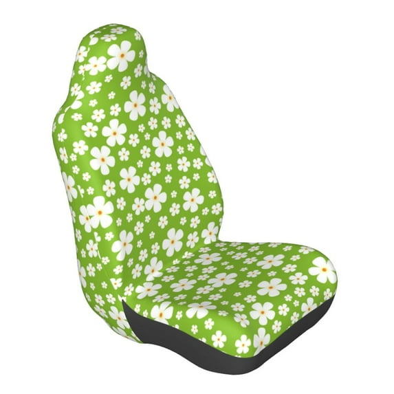 Lsque Green White Flowers Pattern Car Seat Covers for Front Seats , Waterproof Seat Covers for Cars, Sporty Front Seat Covers,Car Seat Cover Protector Front Seats