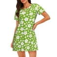 thumbnail image 1 of Lsque Green White Flowers Pattern Nightgowns for Women Sleep Shirts Short Sleeve Nightshirt Pullover Nightdress Soft Sleepwear Relaxed Fit Nightdress, 1 of 6