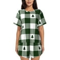 thumbnail image 1 of Lsque Green White Lumberjack Plaid Women's Short-Sleeved Pajama Set - 2 Piece Soft and Lightweight Sleepwear Set-XX-Large, 1 of 9