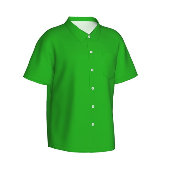 Lsque Green pattern Hawaiian Shirt for Men, Unisex Summer Beach Casual Short Sleeve Button Down Shirts-Medium