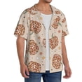 thumbnail image 1 of Lsque Groovy Disco Pumpkin print Men's Cuban Collar Short Sleeve Shirt Summer Beachwear Casual Button Down Fashionable Vacation Leisure Shirt-Large, 1 of 7