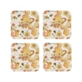 thumbnail image 1 of Lsque Groovy Floral Pattern 4" Drink Coasters Set of 4, PVC Leather Absorbent Coasters, Table Coaster Set Decorative Coffee Cup Coasters Housewarming Gift -Square, 1 of 6