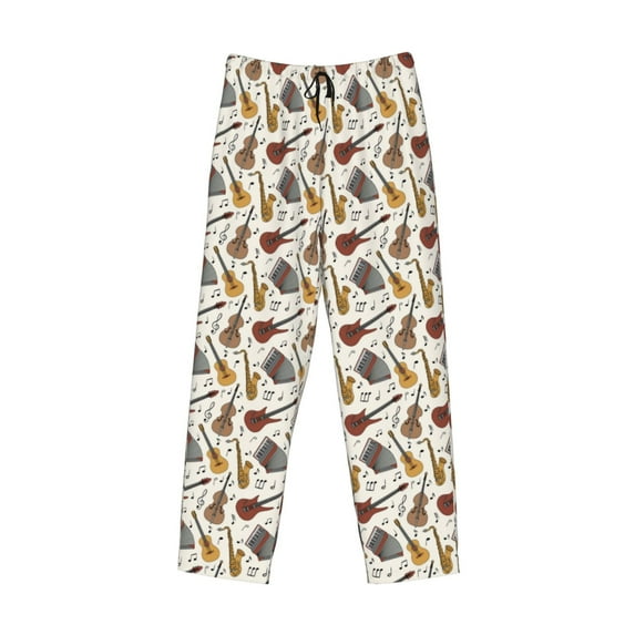 Lsque Guitar Print Men's Pajama Pants, Lounge Pant - Comfortable Home Wear,Elastic Waistband, Stylish Design-Medium