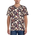 thumbnail image 1 of Lsque Guitar Skull record Pattern Mens Polo Golf Shirts Funny Graphics Shorts Sleeve Button Shirts Baseball T-shirt-4X-Large, 1 of 7