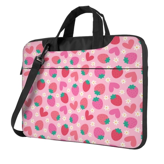 Lsque Haear Strawberry Pattern Laptop Bag – Portable & Slim Single-Shoulder Computer Case with Adjustable Strap, Protective, Lightweight for 13”/14”/15.6” Laptops