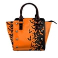 thumbnail image 1 of Lsque Halloween Bats Pattern Leather Rivet Shoulder Bag – Elegant Genuine Leather & Microfiber PU Crossbody with Detachable Adjustable Strap, 1 of 5