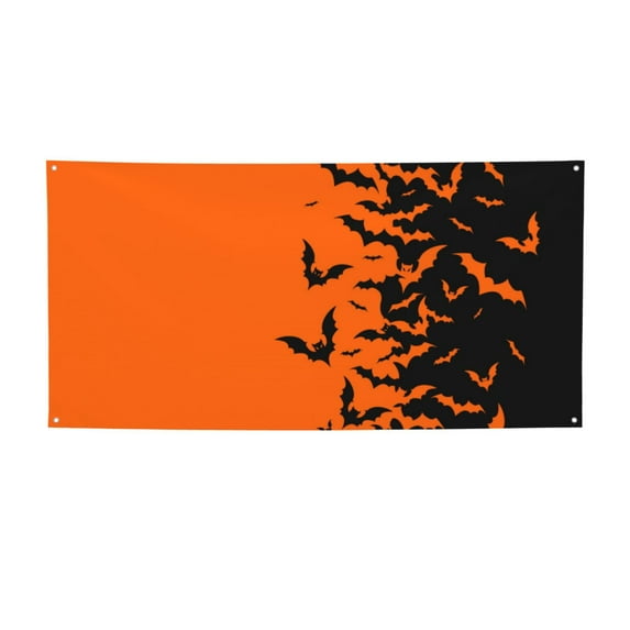 Lsque Halloween Bats Pattern Party Banner, Festive Banner , Holiday Celebrations and Events for Carnival Birthday Party Festival Decorations-Small