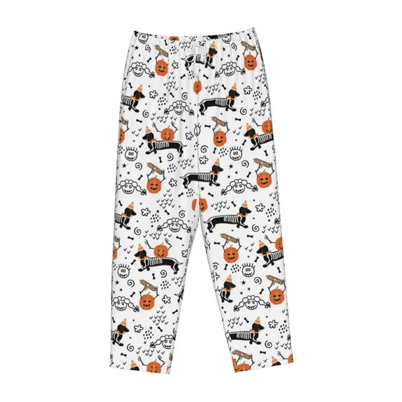 Lsque Halloween Dachshund Print Women's Pajama Pants, Lounge Pant - Comfortable Home Wear,Elastic Waistband, Stylish Design-Medium