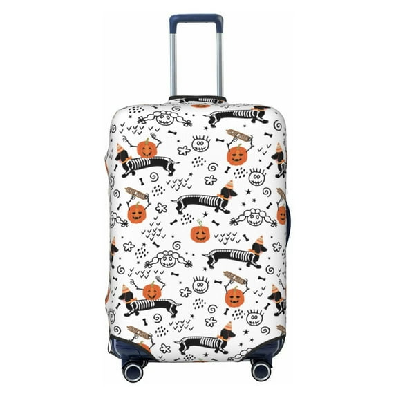 Lsque Halloween Dachshund Printed Luggage Cover, Travel Luggage Protector,Scratch and Dirt Resistant, Fits 18-32 Inch Luggage - Medium